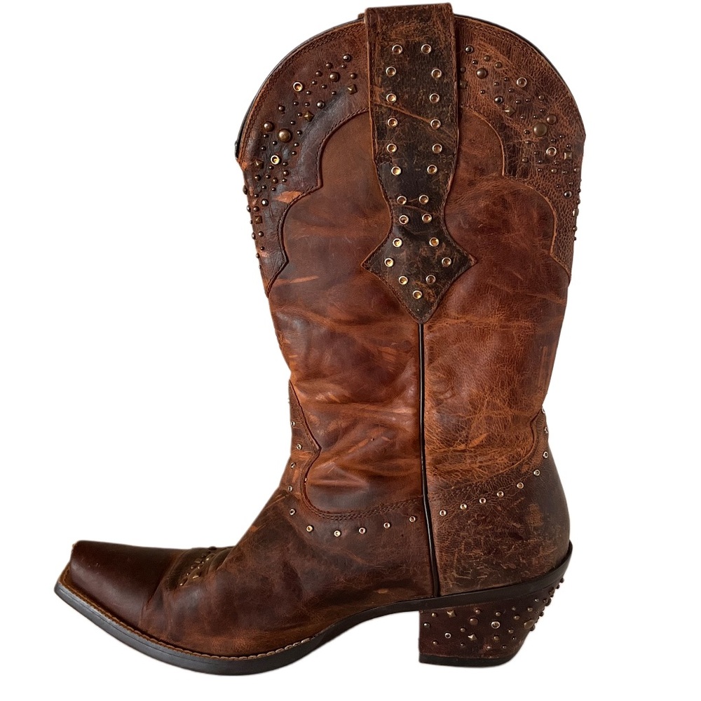 Ariat Rhinestone Cowgirl Sassy Studded Brown Leather Western Boots 10B 10006850 - Picture 5 of 15